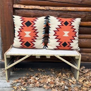 Lodge Company Wool Kilim Pillows- Set of 2 | Southwestern Cabin Decor